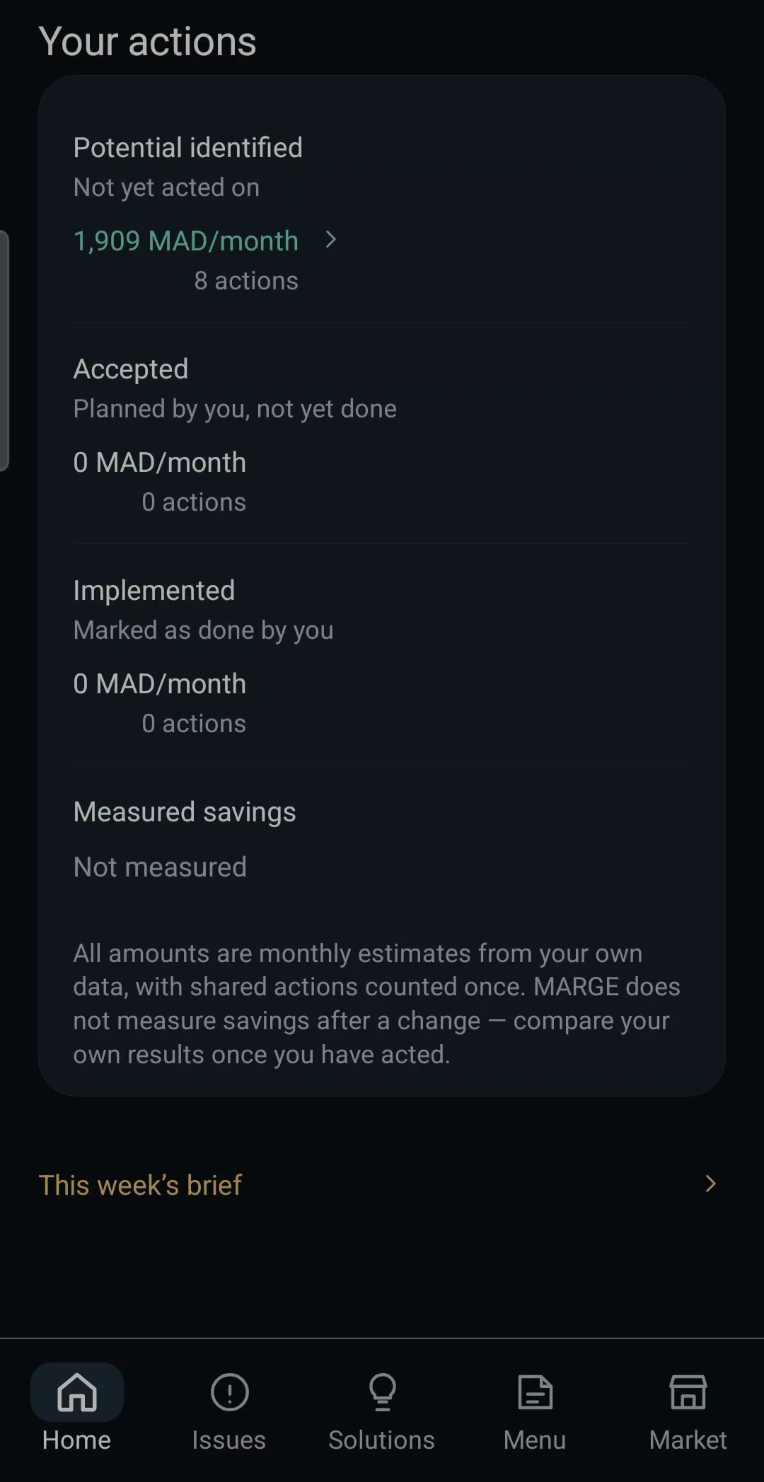 Your actions: identified, accepted, implemented, and measured savings not measured